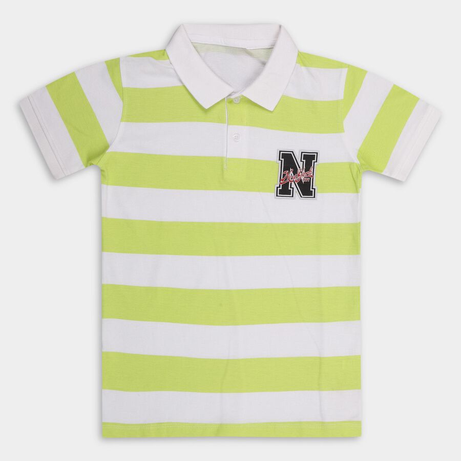 Boys' 100% Cotton Half Sleeves T-Shirt , हल्का हरा, large