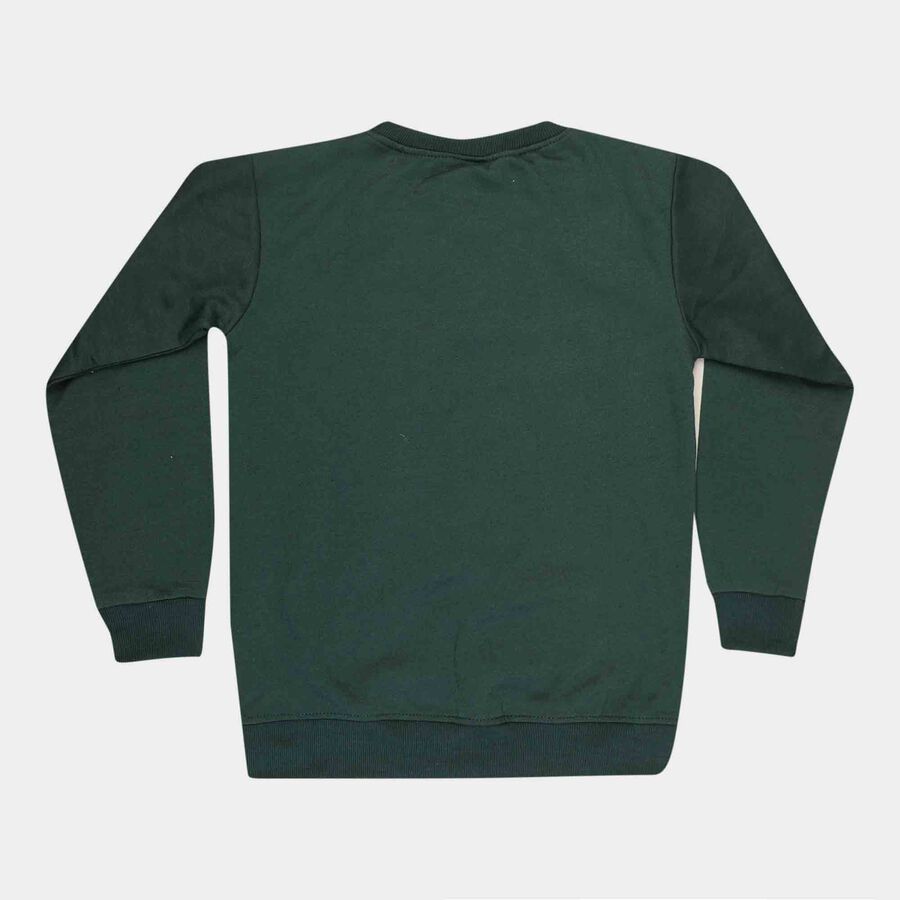 Boys Round Neck Sweatshirt, Dark Green, large image number null