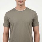 Men's Olive Cotton Round Neck Casual T-Shirt, ओलिव, small