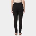 Women's Black Slim Fit Elastic Waist Churidar, Black, small