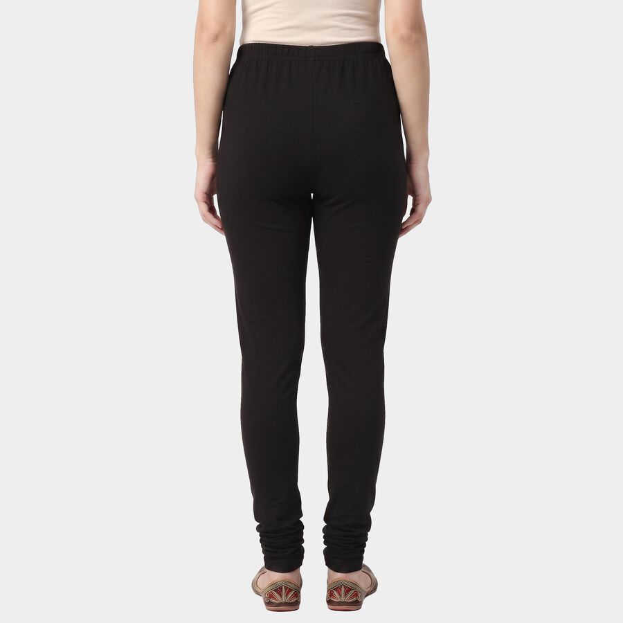 Women's Black Slim Fit Elastic Waist Churidar, Black, large