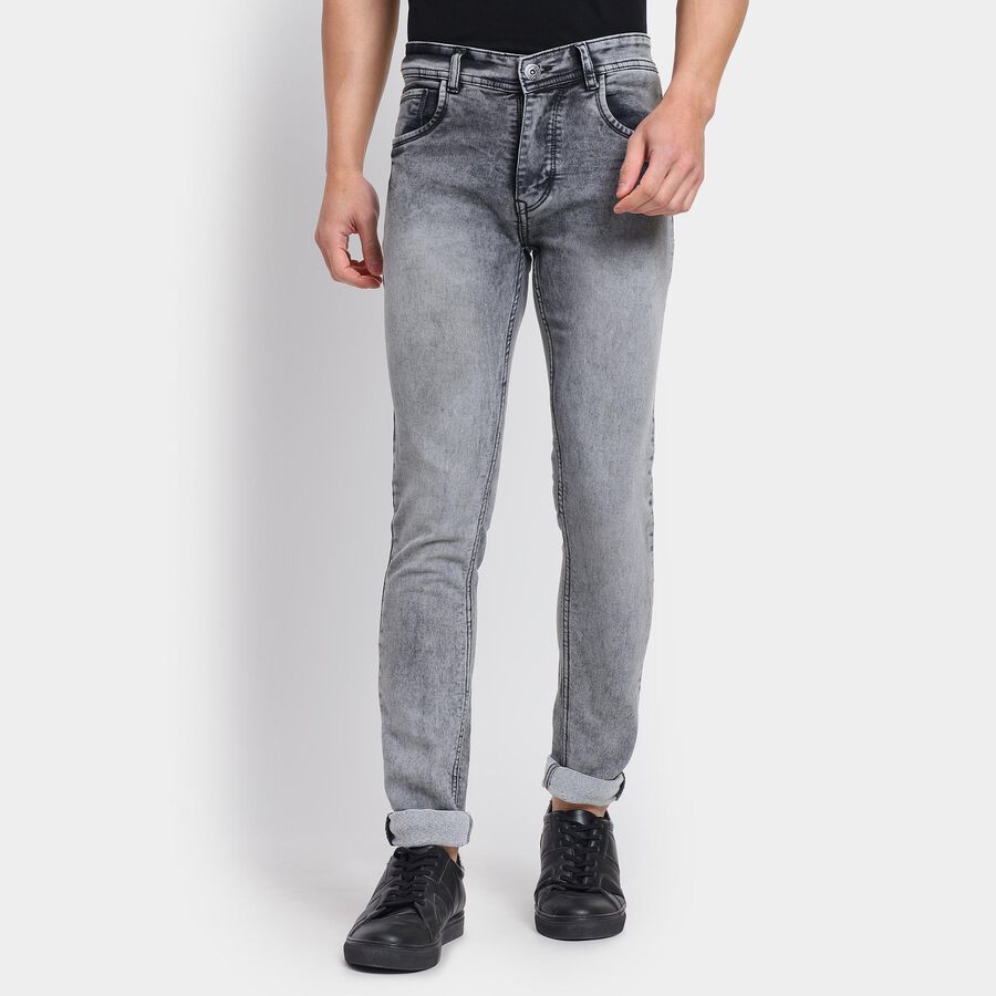 Men's Skinny Jeans , हल्का ग्रे, large