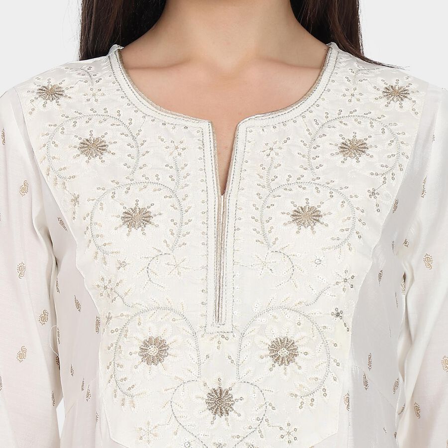 Ladies' Kurta Pyjama Set with Dupatta, ऑफ व्हाइट, large image number null