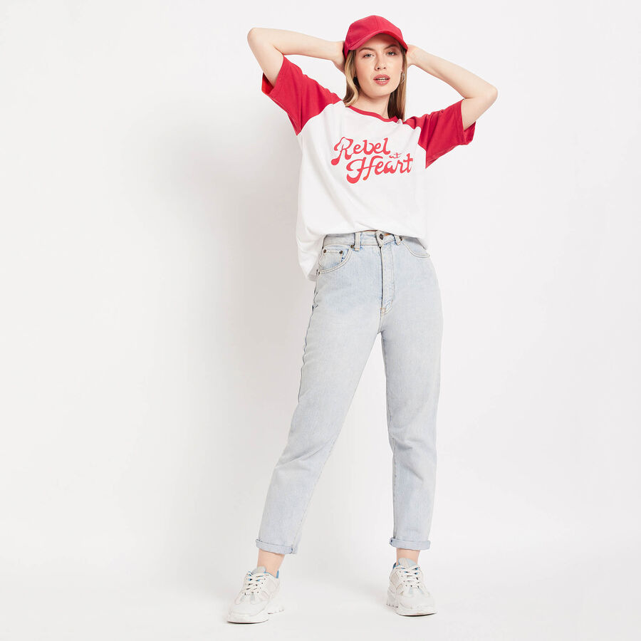 Round Neck T-Shirt, Red, large image number null
