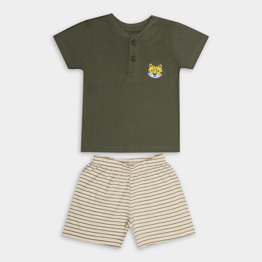 Infant Boys' 100% Cotton Baba Suit, ओलिव, large image number null