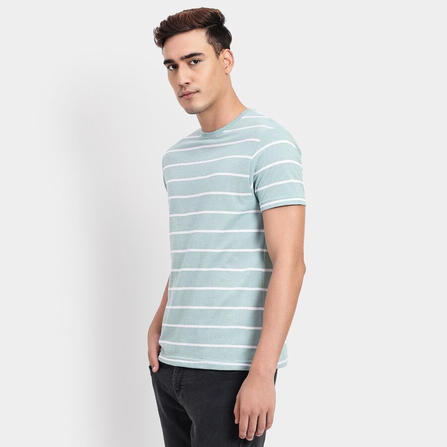 Men's Round Neck Half Sleeves T-Shirt, एक्वा, large image number null