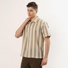 Men's Green Half Sleeve Spread Collar Casual Shirt, Light Green, small