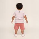 Infant Muted Pink and White Cotton Striped Top Casual Shorts Set, Light Pink, small image number null