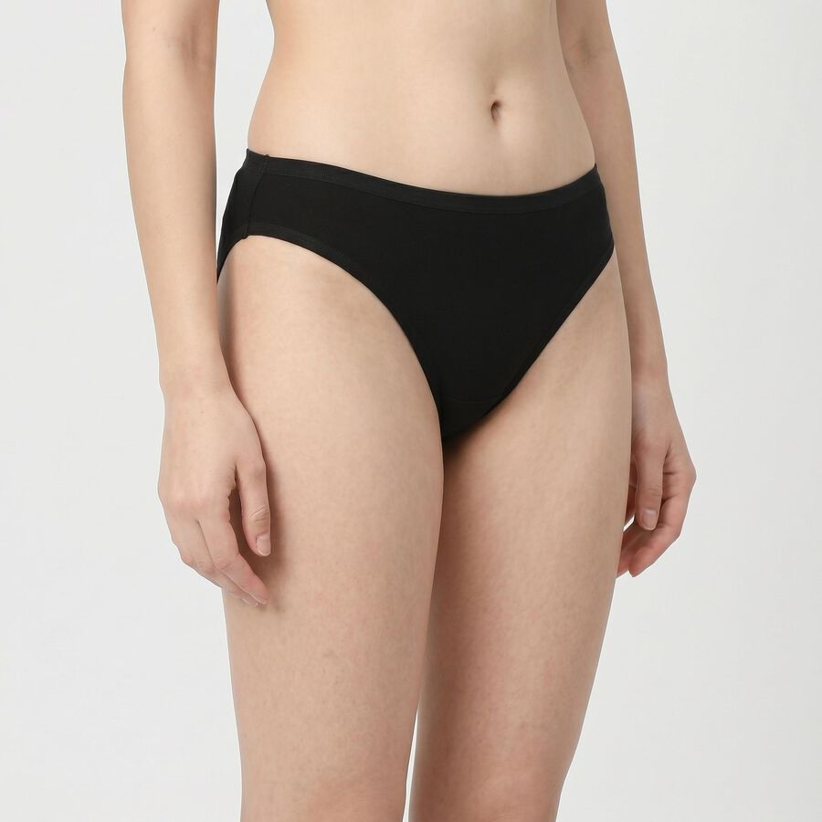 Women's Black Regular Fit Solid Panty, Black, large
