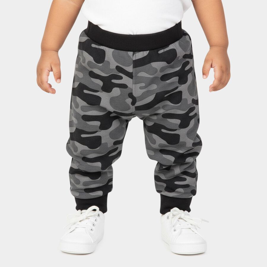 Infants' Grey Regular Fit Camouflage Printed Pyjama, Dark Grey, large