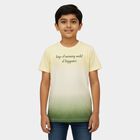 Boys' Olive Cotton Crew Neck Graphic Printed T-Shirt, Olive, small
