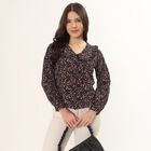 Women's Black Half Sleeve Classic Collar Textured Casual Shirt, Black, small