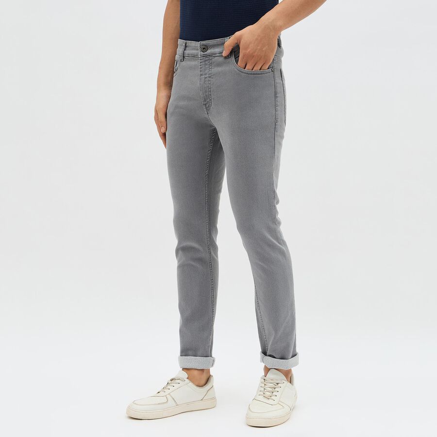 Men's Muted Steel Grey Slim Fit Jeans, Light Grey, large image number null
