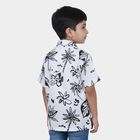 Boys White Cotton Camp Collar Casual Shirt, White, small