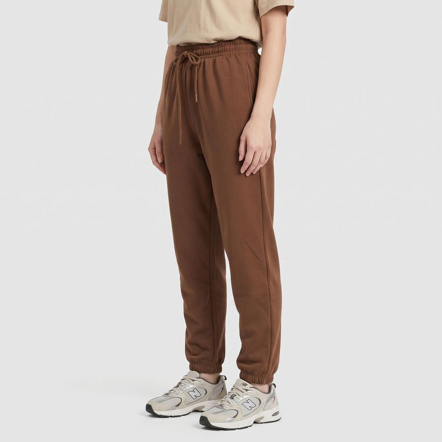 Women's Brown Jogger Fit Drawstring Track Pants, Brown, large