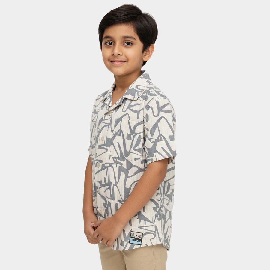 Boys' Beige 100% Cotton Classic Casual Shirt, Beige, large