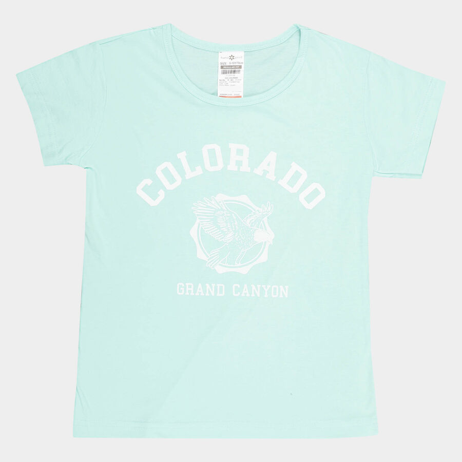 Girls Cotton T-Shirt, Light Green, large image number null
