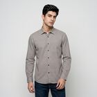 Men's Brown Cotton Spread Collar Casual Shirt, Brown, small