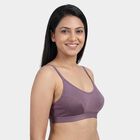 Women's Purple Cotton Blend Scoop Neck Wireless Bra, Purple, small