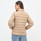 Women's Light Beige High Neck Casual Puffer Jacket, गहरा पीला, small image number null