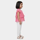 Girls Fuchsia Layered Top and White Capri Set, Fuchsia, small