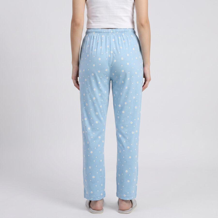 Women's Light Blue Straight Fit Floral Cotton Blend Pyjama, Light Blue, large