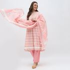 Women's Light Pink Cotton Round Neck Straight Kurta, हल्का गुलाबी, small image number null