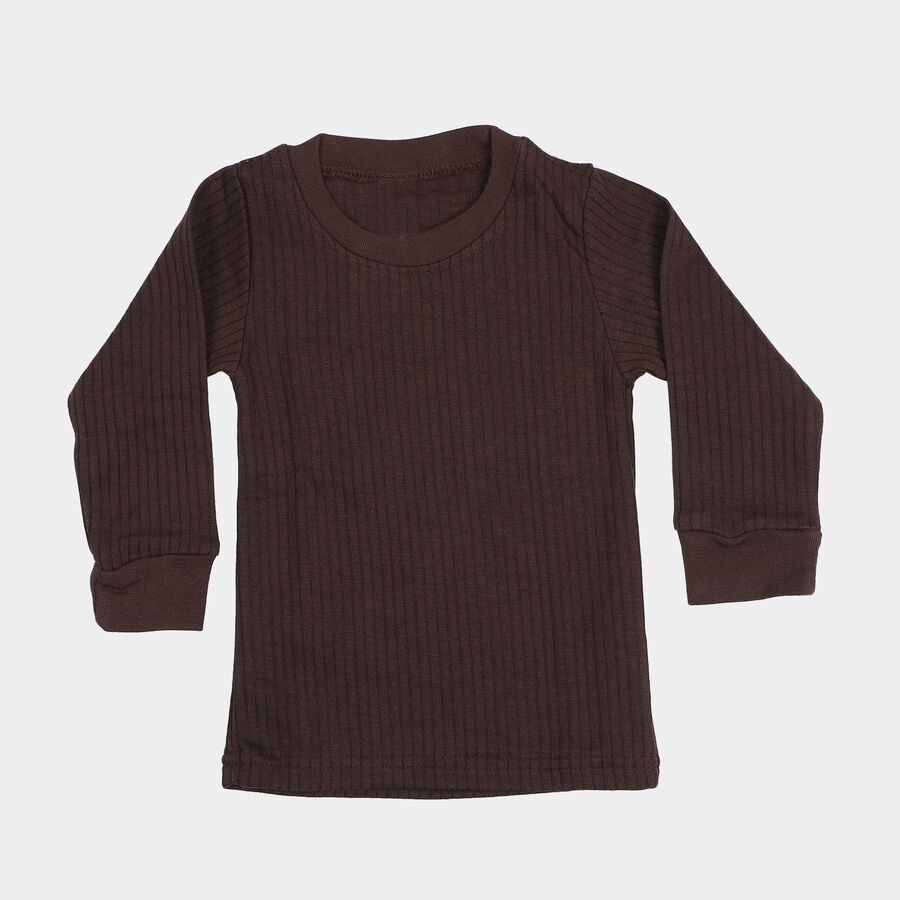 Boys Brown Long Sleeve Thermal, भूरा, large