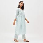 Women's Light Powder Blue Notch Neck Embroidered Kurta, Light Blue, small image number null