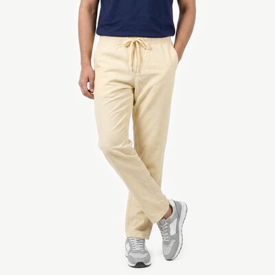 Men's Grey Slim Fit Drawstring Casual Trousers