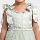 Girls' Mint Green Fit and Flare Bow Detail Party Wear Frock, हल्का हरा, small