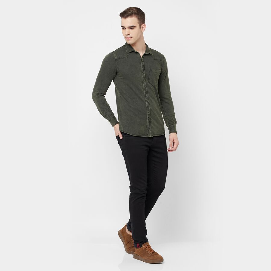 Solid Casual Shirt, Olive, large image number null