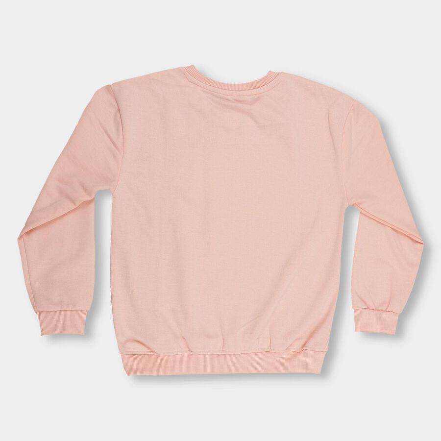 Girls Light Pink Crew Neck Casual Sweatshirt, हल्का गुलाबी, large image number null