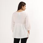 Women's White Cotton Round Neck Embroidered Kurti, सफ़ेद, small image number null