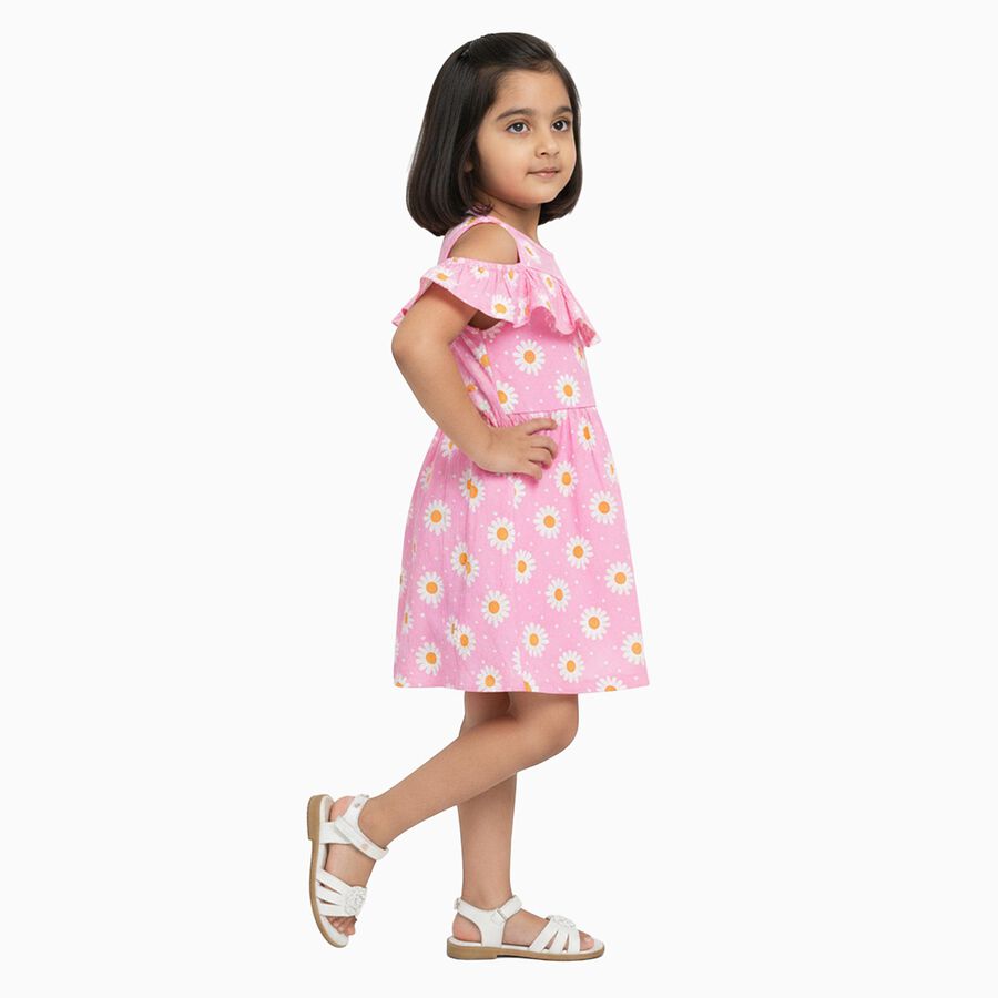Girls' 100% Cotton Frock, गुलाबी, large image number null