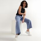 Ladies' 100% Cotton Jeans , मध्यम नीला, small image number null