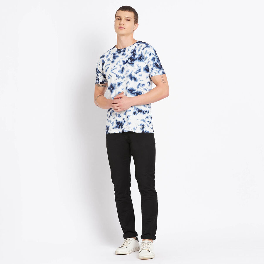 Cotton Round Neck T-Shirt, Navy Blue, large image number null