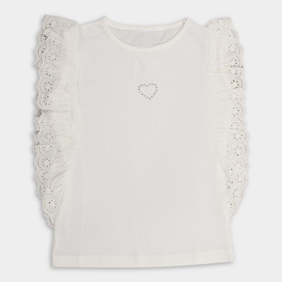 Girls' 100% Cotton T-Shirt , White, large image number null