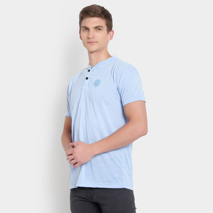 Solid Henley T-Shirt, Light Blue, large image number null