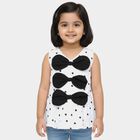 Girls' White V-Neck Romantic Polka Dot T-Shirt, White, small