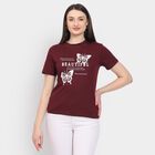 Ladies' Round Neck T-Shirt, Wine, small