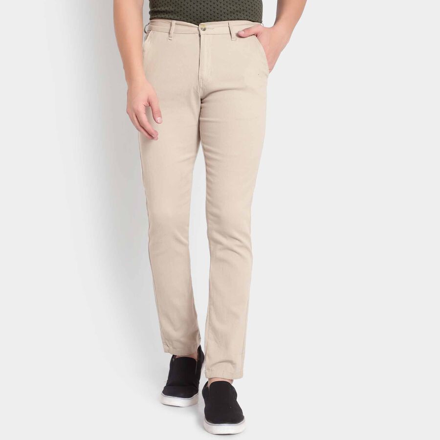 Solid Cross Pocket Trousers, Beige, large image number null