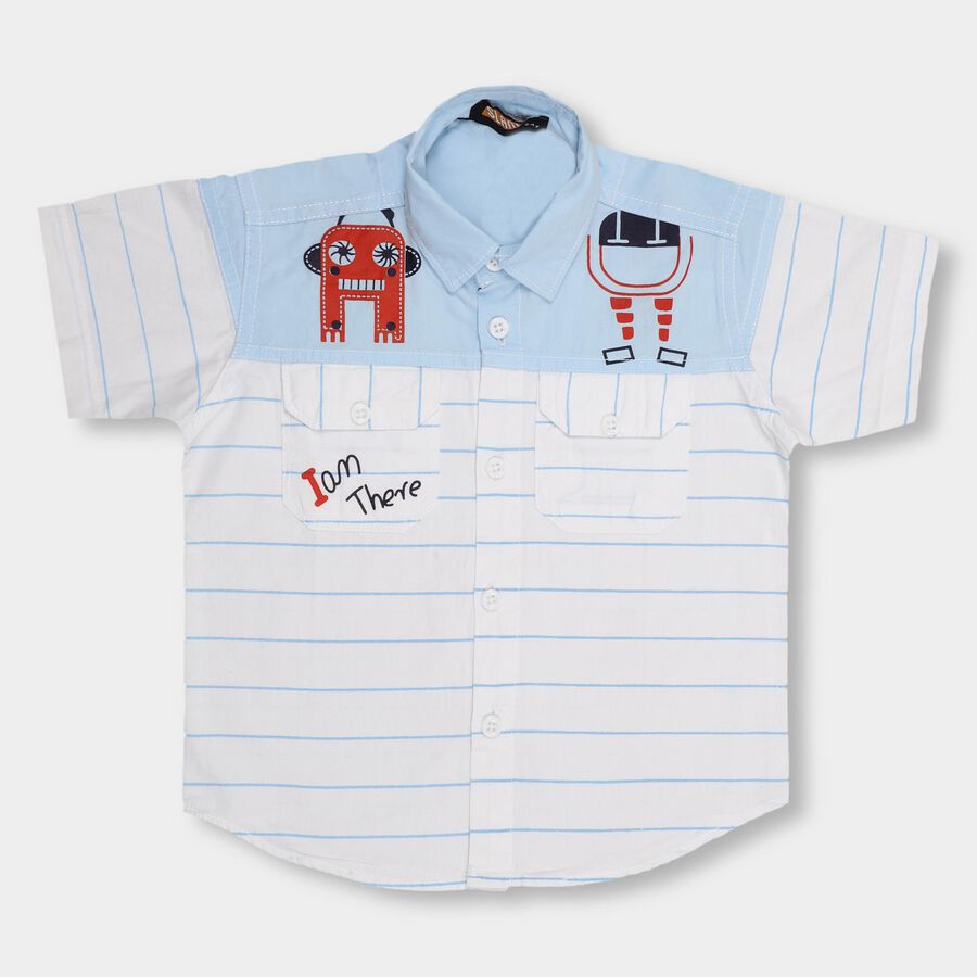 Boys' 100% Cotton Casual Shirt , सफ़ेद, large image number null