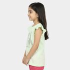 Girls Mint Green Cotton Round Neck Casual T-Shirt, Light Green, small