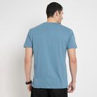 Men's 100% Cotton Round Neck Half Sleeves T-Shirt , मध्यम नीला, small