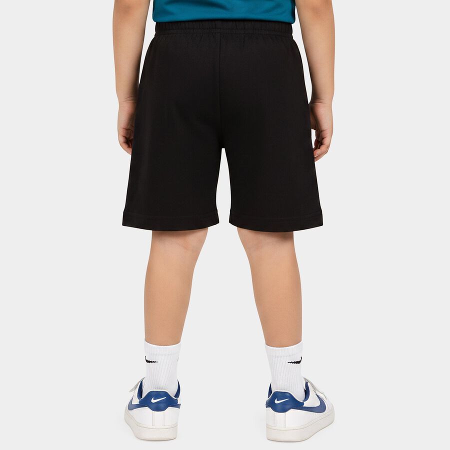 Boys Black Regular Fit Casual Bermuda Shorts, Black, large