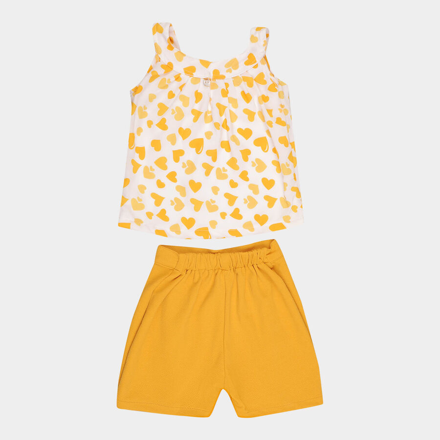 Girls All Over Print Shorts Set, Yellow, large image number null