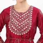 Women's Crimson Round Neck Embroidered A-Line Kurta, Fuchsia, small image number null