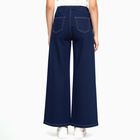 Girls' Deep Indigo Wide-Leg High Waist Jeans, गहरा नीला, small