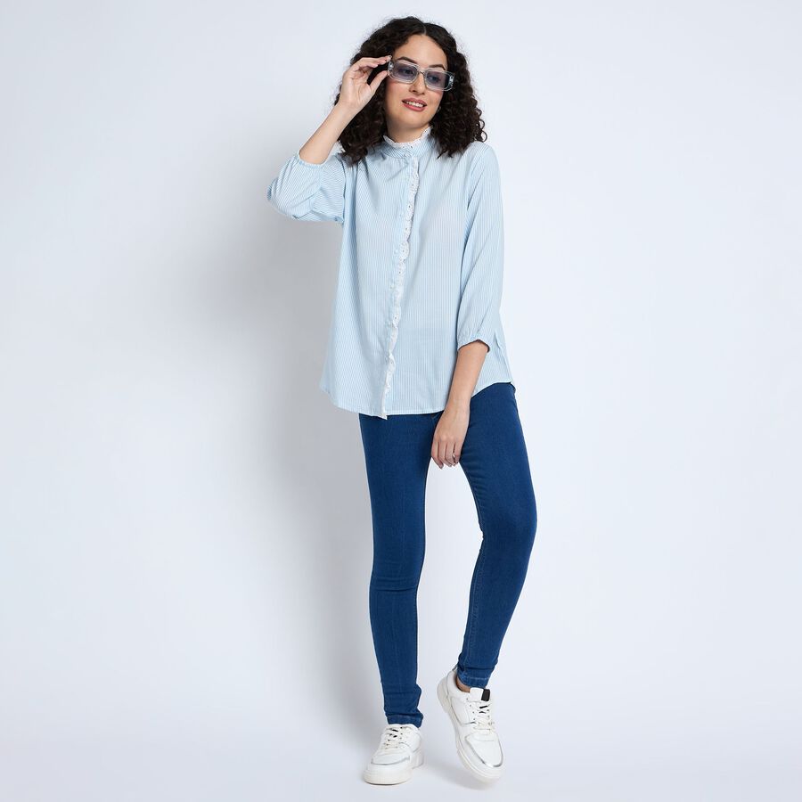 Ladies'  Stripes Shirt, Light Blue, large image number null